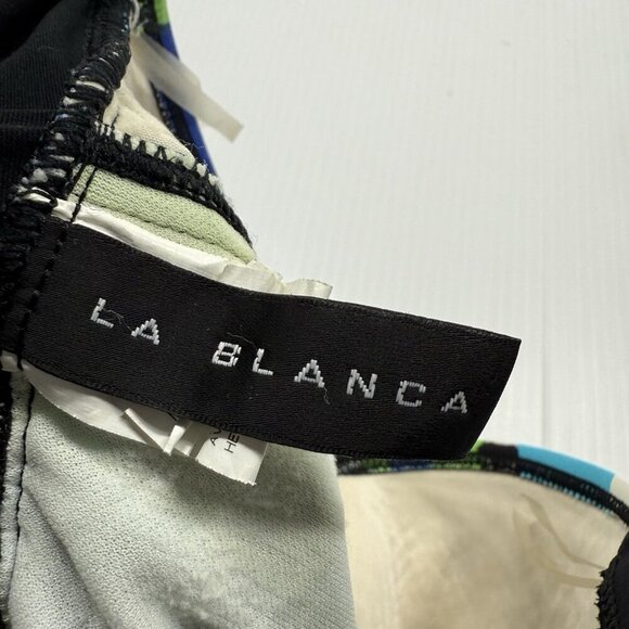La Blanca Swimsuit Strapless Vibrant One Piece Pool Beach Blue Green Bright sz 6 - Picture 5 of 7